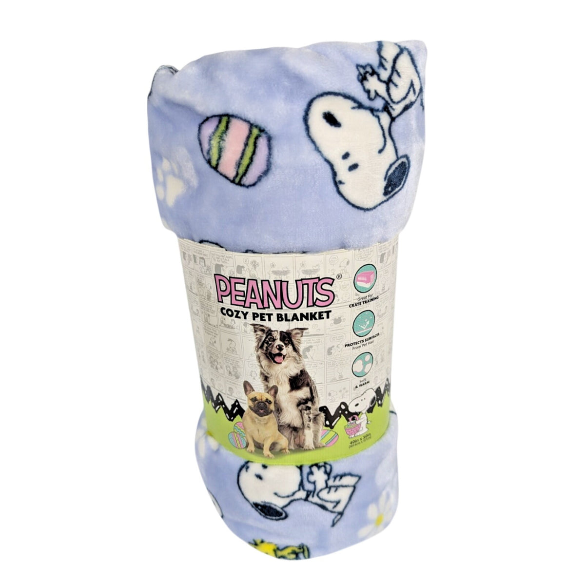 PEANUTS Cozy Sherpa Blanket for Pets, Snoopy, Woodstock, Egg, Bone, 40”X 50” NEW