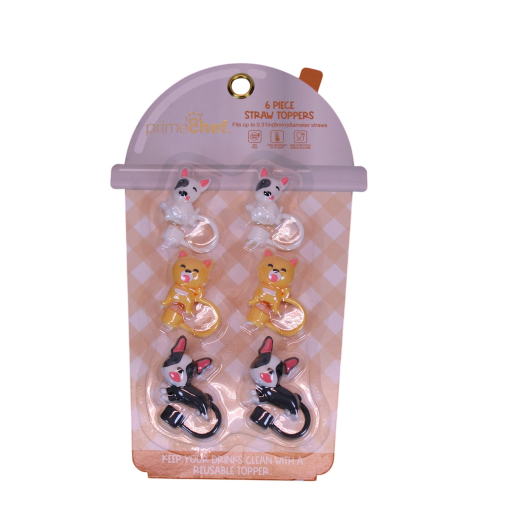 Adorable Prime Chef 6-Piece Dimensional Dog Straw Topper Set