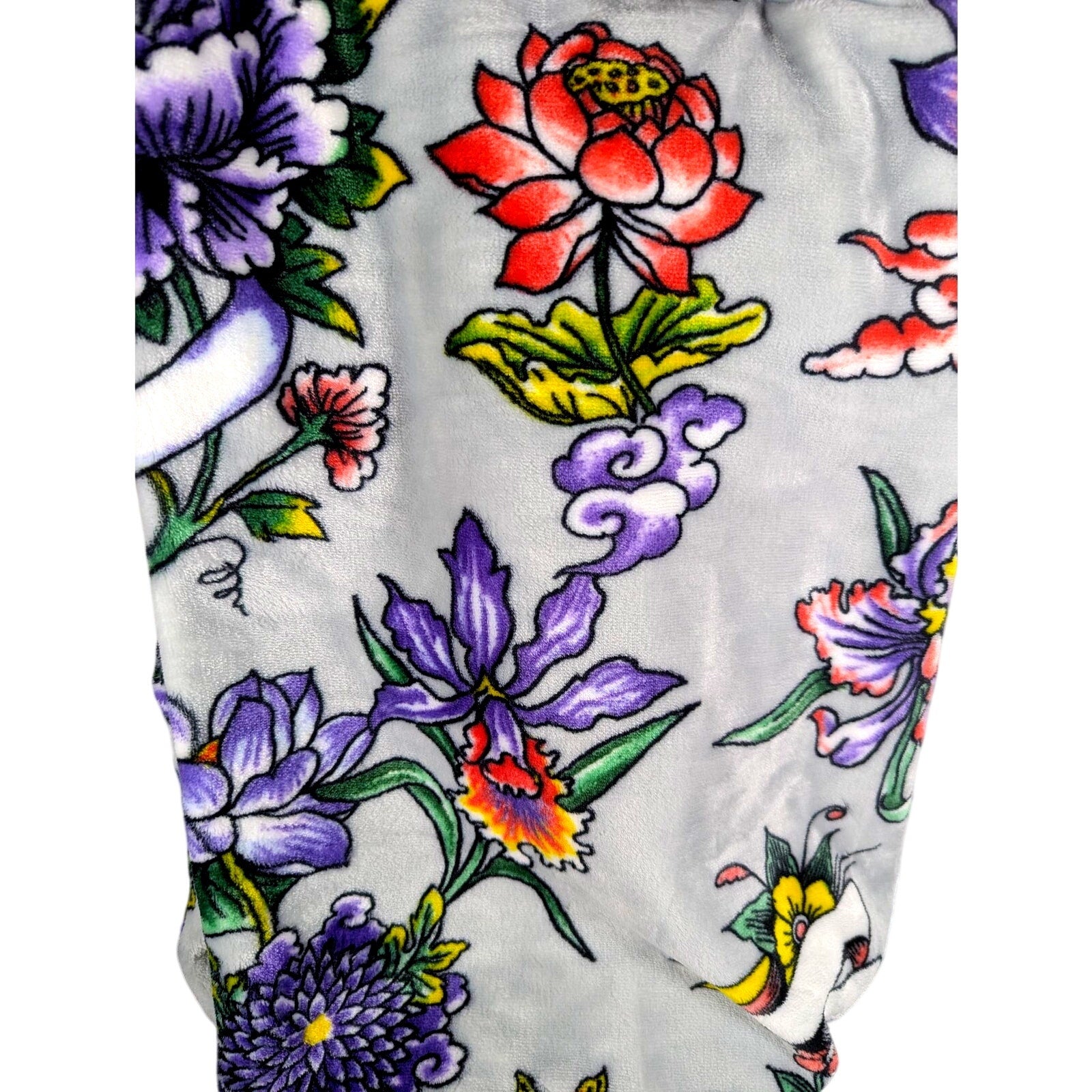 Ed Hardy Plush Oversized Throw Blanket Butterflies & Flowers 60x70