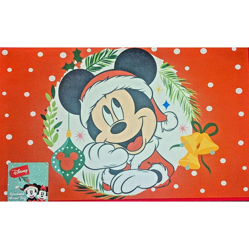 NEW Disney Mickey Mouse In Santa Suit Indoor Christmas Accent Rug 20in x 32in