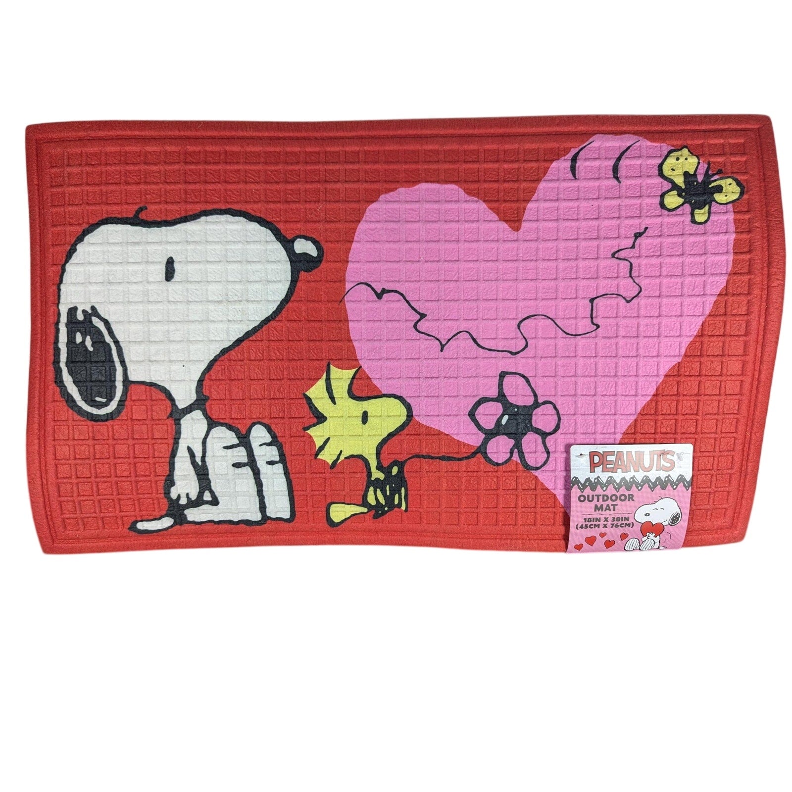 PEANUTS Outdoor Mat 18"x30" Snoopy & Woodstock, Hearts