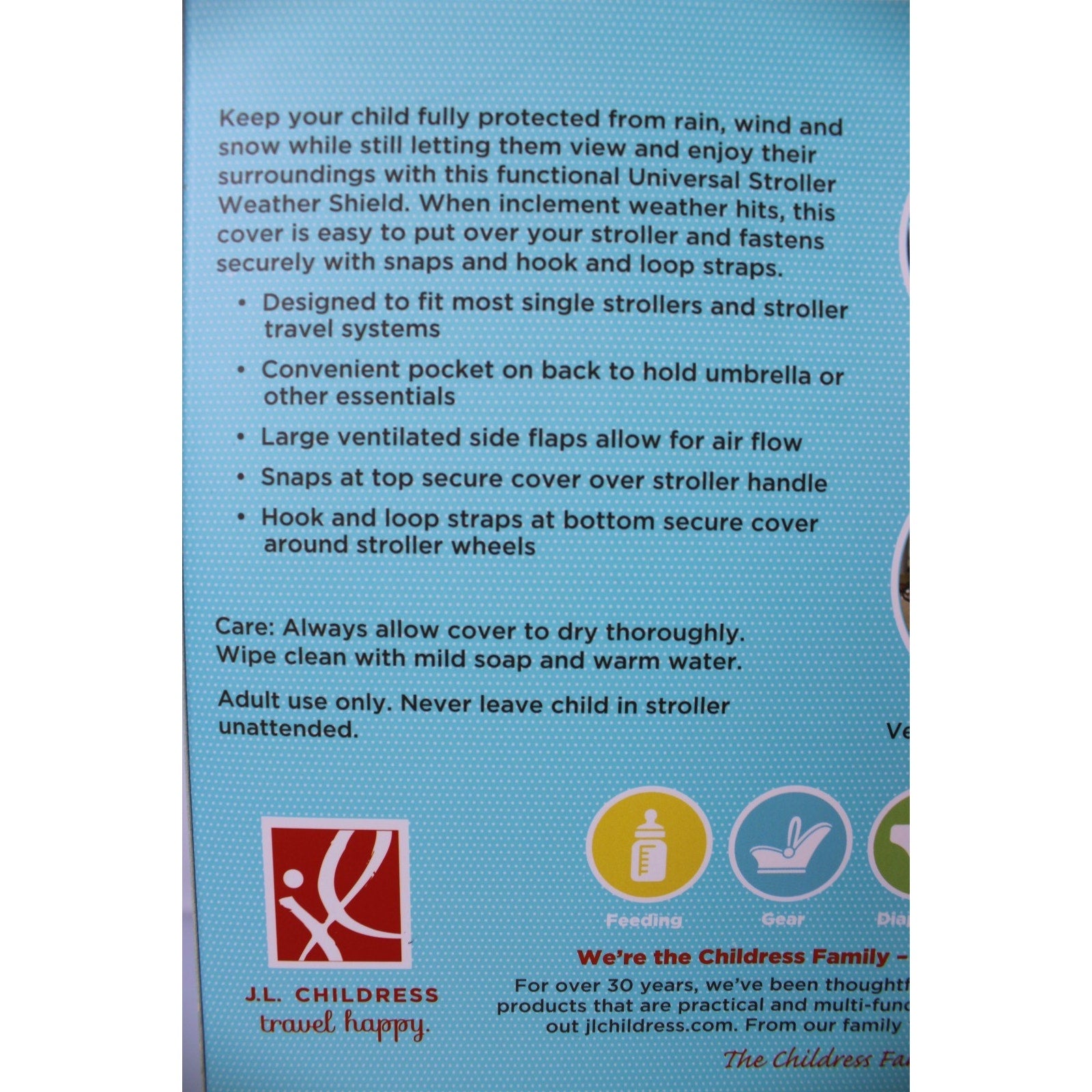 J.L Childress Travel Happy Universal Stroller Weather Shield Baby/Toddler Rain