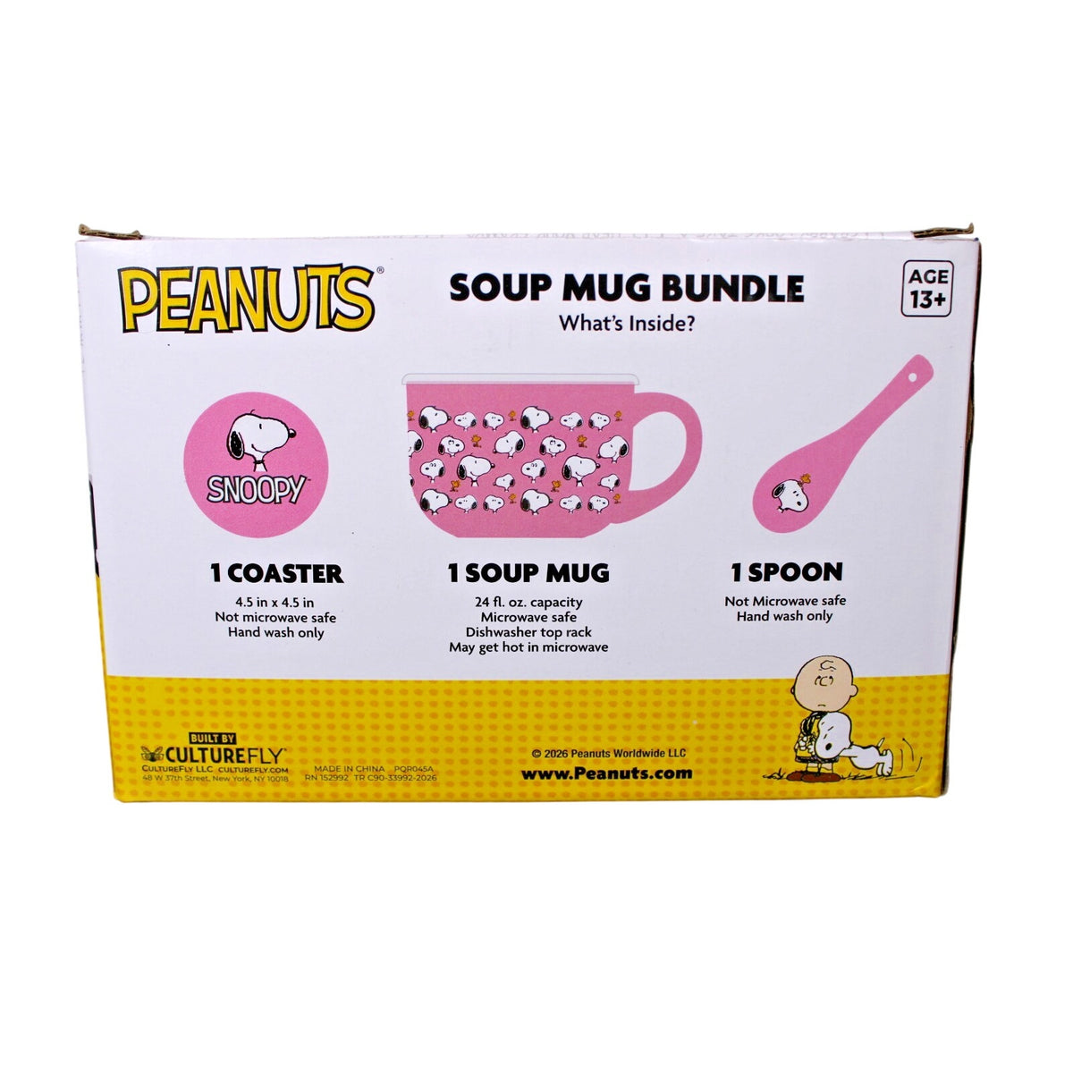 Peanuts Snoopy Soup Mug Bundle 24floz, Coaster, Spoon & Soup Mug