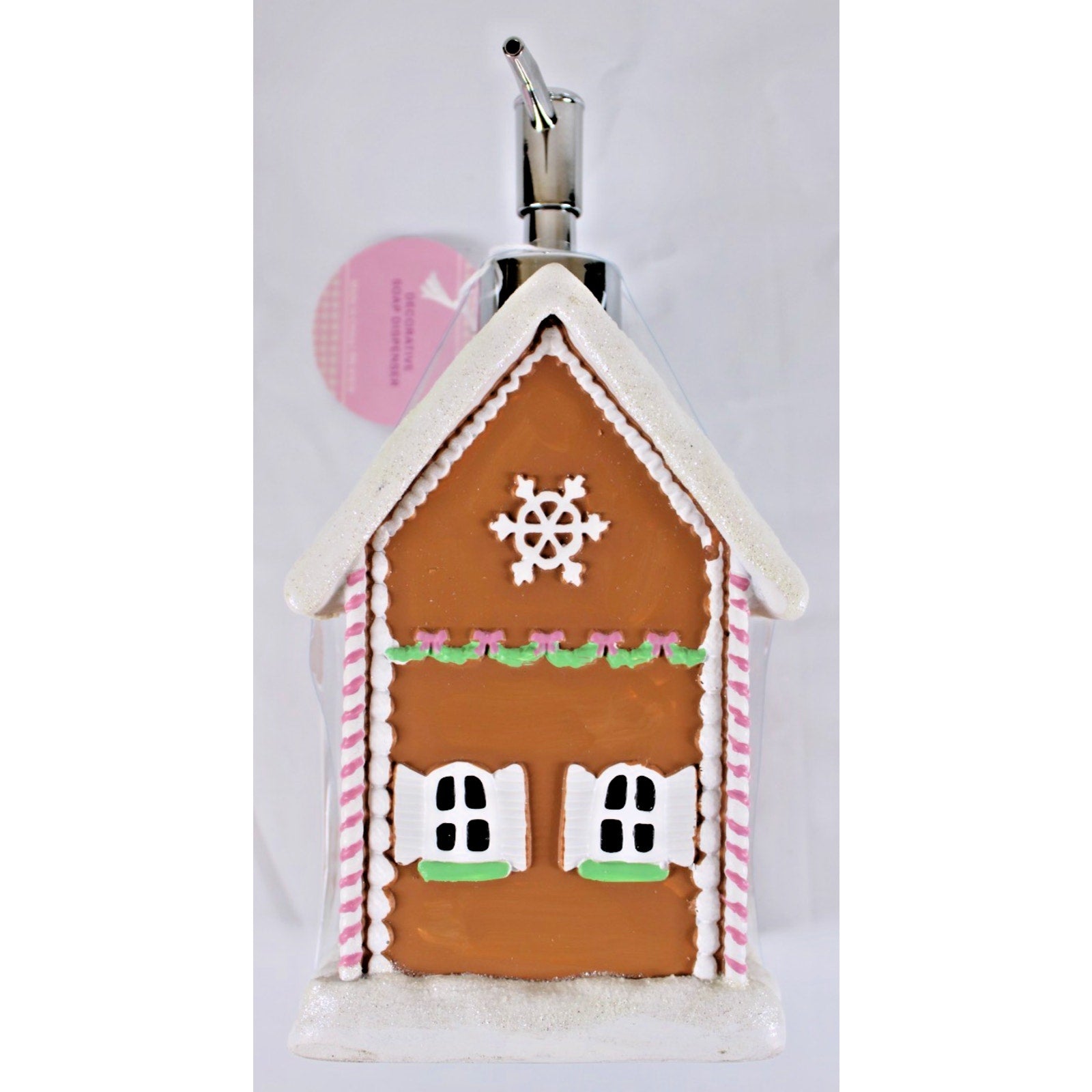 Large Glittery Gingerbread Cookie House Christmas Soap Lotion Dispenser New