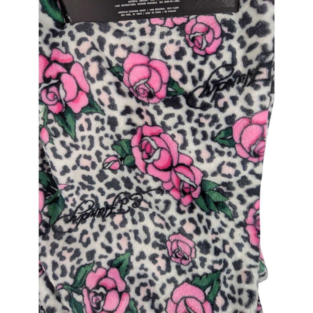 Ed Hardy Twin Plush Blanket 60x90 Roses, Leopard Spots