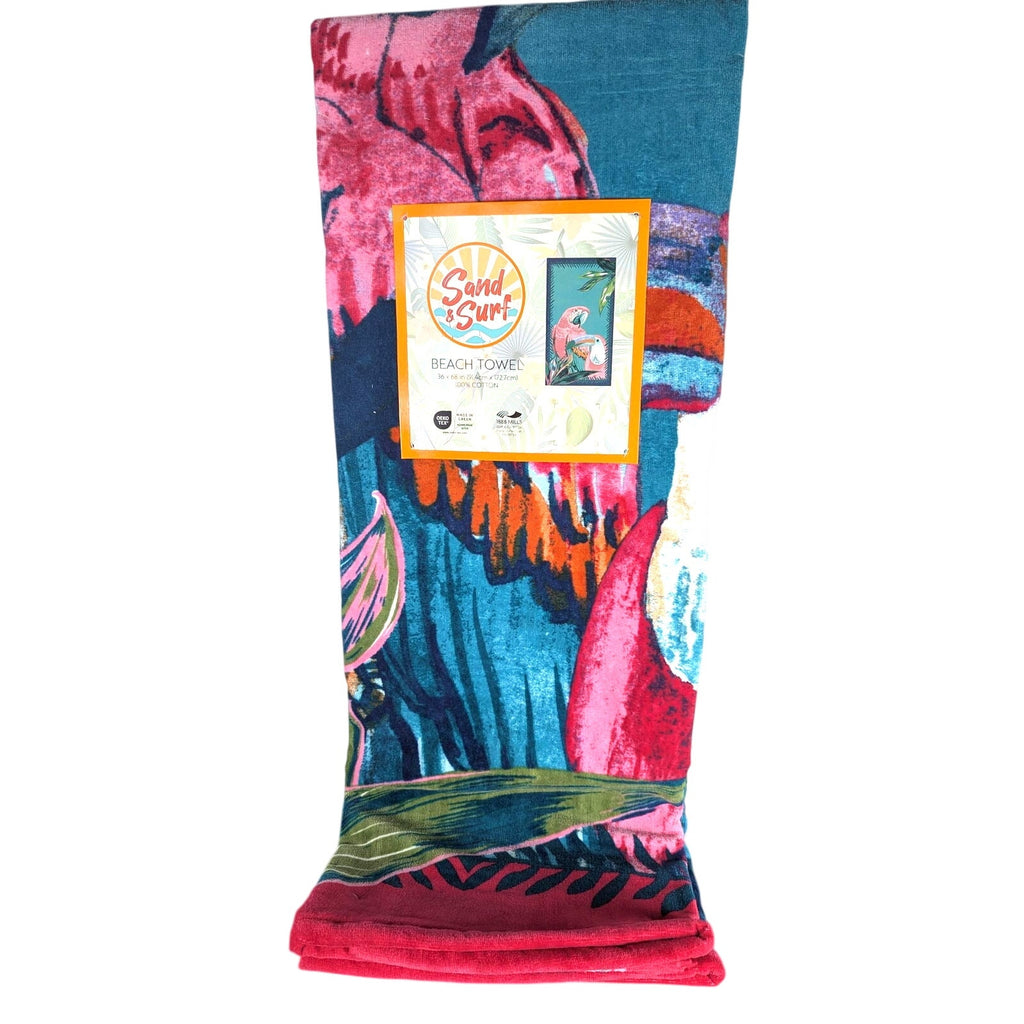 Sand & Surf Beach Towel 36" x 68" Parrots 100% Cotton