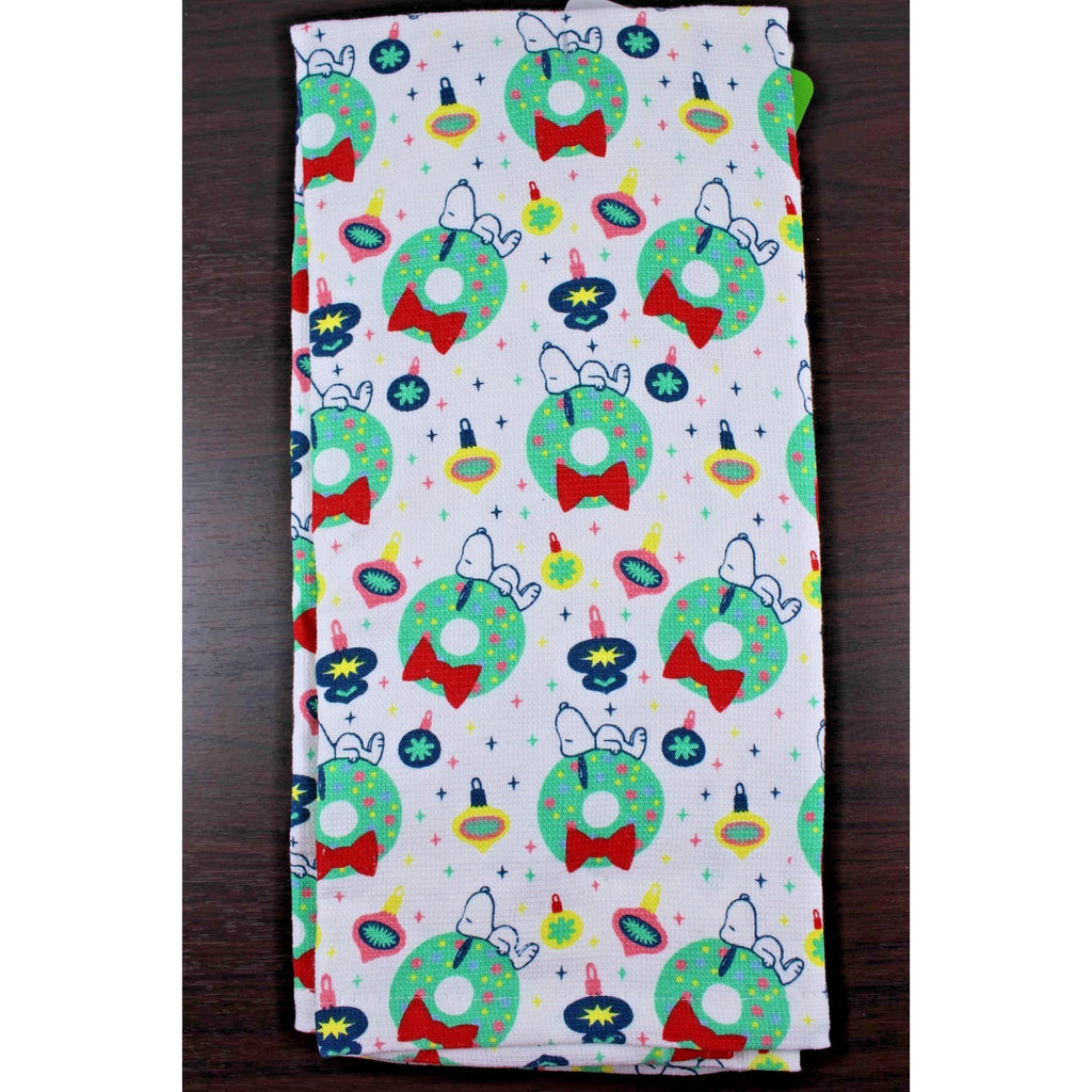 Peanuts Best Brands 2025 Snoopy Wreaths Christmas Kitchen Towel Set 18x28 Cotton