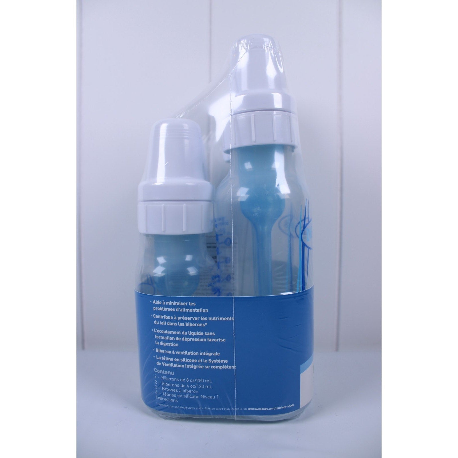 Dr Brown's Natural Flow BPA Free 0m+ Level 1 BLUE 2+2 Bottles 4 Pack Set