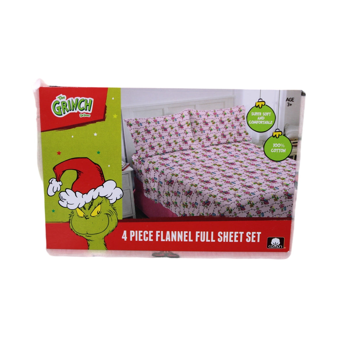 Dr. Seuss The Grinch & Friends 4 piece Full Flannel Sheet Set